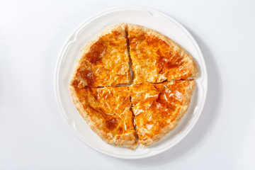 georgian traditional khachapuri on plate on white background. As