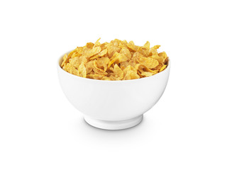 corn flakes in bowl cut out - Stock Image