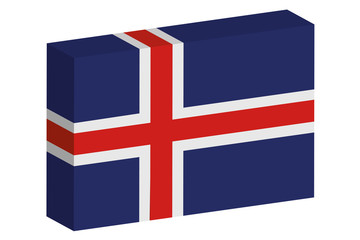 3D Isometric Flag Illustration of the country of  Iceland
