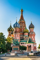 St. Basils cathedral on Red Square in Moscow, Russia - obrazy, fototapety, plakaty