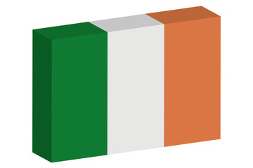 3D Isometric Flag Illustration of the country of  Ireland