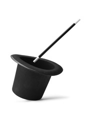 Top hat with magic wand - Stock Image