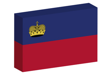 3D Isometric Flag Illustration of the country of  Liechtenstein