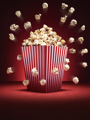 cinema popcorn scatter - Stock Image - obrazy, fototapety, plakaty