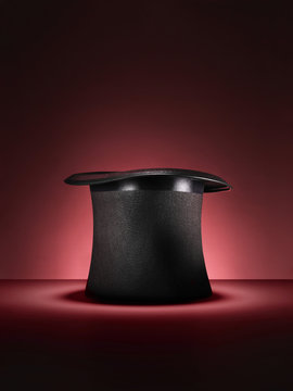 Magic Top Hat On Red - Stock Image