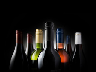 multi bottles black - Stock Image
