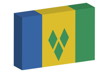 3D Isometric Flag Illustration of the country of  Saint Vincents