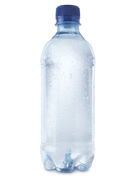 Mineral water bottle cut out on white - Stock Image