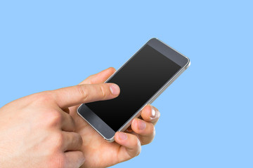 Man's hand holding smartphone