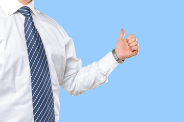 Unrecignizable businessman pointing somewhere