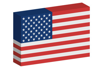 3D Isometric Flag Illustration of the country of  United States