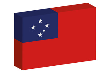 3D Isometric Flag Illustration of the country of  Western Samoa