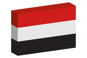 3D Isometric Flag Illustration of the country of  Yemen