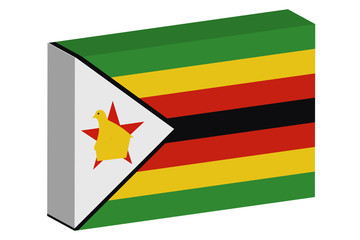 3D Isometric Flag Illustration of the country of  Zimbabwe
