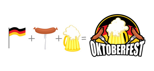 Oktoberfest logo. Emblem Beer Festival in Germany. German flag p