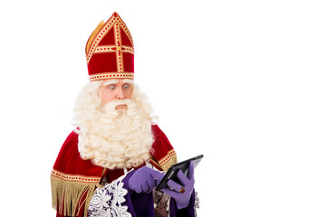 Sinterklaas with tablet