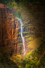 Fototapeta na wymiar Overlooking Waimea Falls in Waimea Canyon State Park, Kauai, Haw