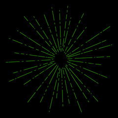 Sun Burst, Light Green Rays of the Sun on a Black Background, Vintage Light Rays , Retro Style,  Vector Illustration