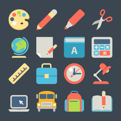 School and Education Flat Icons for Web, Mobile App