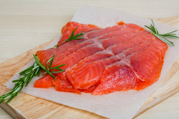 Sliced salmon