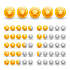 Rating stars on glossy gold spheres