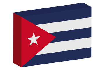 3D Isometric Flag Illustration of the country of  Cuba