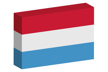 3D Isometric Flag Illustration of the country of  Luxembourg