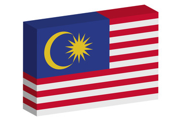 3D Isometric Flag Illustration of the country of  Malaysia