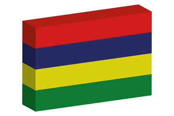 3D Isometric Flag Illustration of the country of  Mauritius