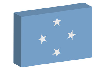 3D Isometric Flag Illustration of the country of  Micronesia