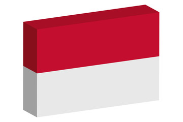 3D Isometric Flag Illustration of the country of  Monaco