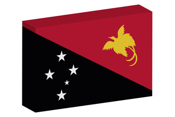3D Isometric Flag Illustration of the country of  Papua New Guin