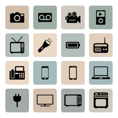 Electronic device icons. Electronic icon. Vector. Silhouette. Bl