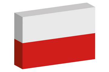 3D Isometric Flag Illustration of the country of  Poland