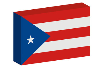 3D Isometric Flag Illustration of the country of  PuertoRico