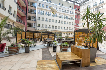 Interior of a hotel atrium 