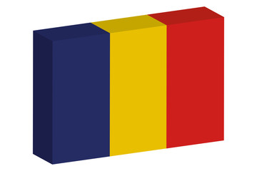 3D Isometric Flag Illustration of the country of  Romania