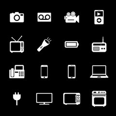 Electronic device icons. Electronic icon. Vector. Silhouette. Wh