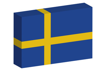 3D Isometric Flag Illustration of the country of  Sweden