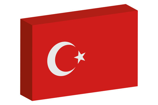 3D Isometric Flag Illustration of the country of  Turkey