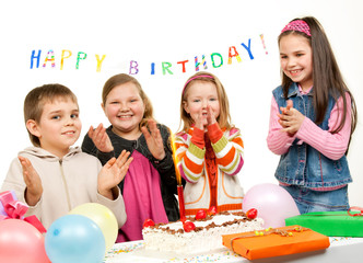 Group of children at birthday party