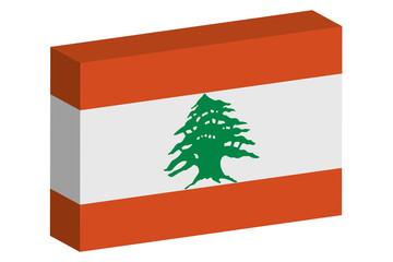 3D Isometric Flag Illustration of the country of  lags_3D-2_Leba