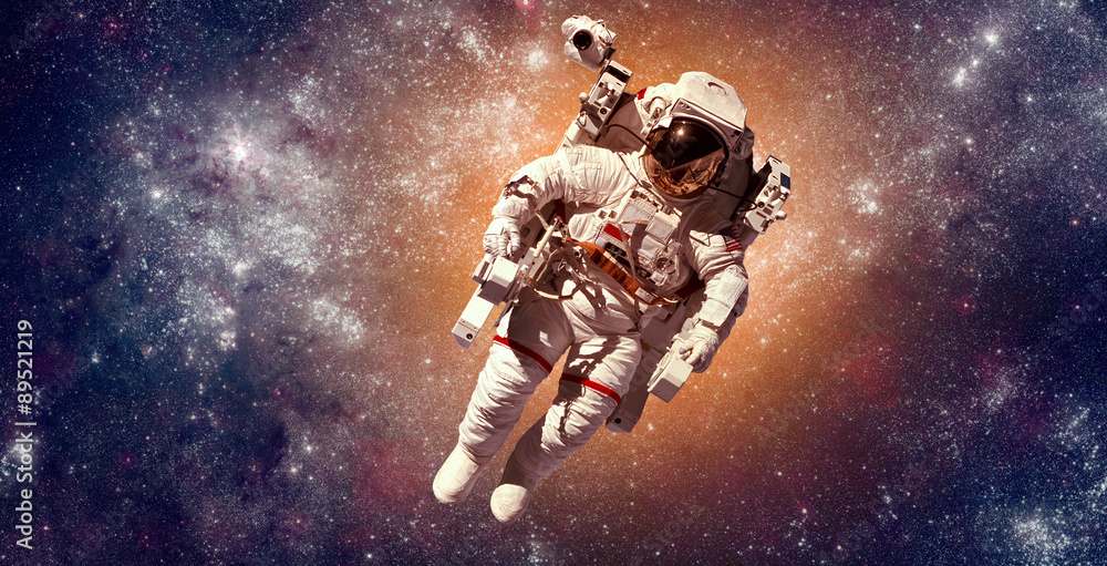 Sticker astronaut in outer space