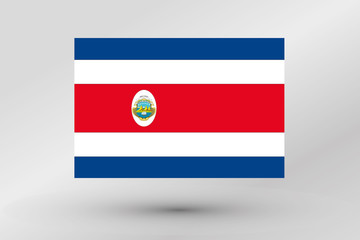 3D Isometric Flag Illustration of the country of  Costa Rica