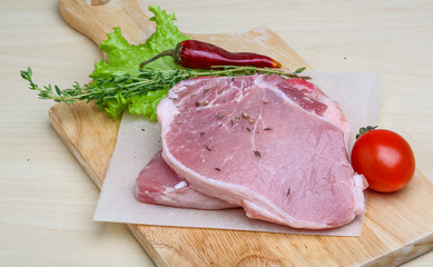 Raw pork steak