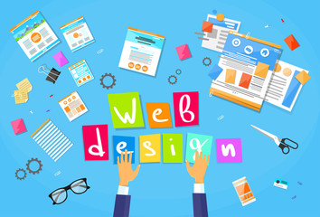 Web Development Create Design Site Building Businessman Hands