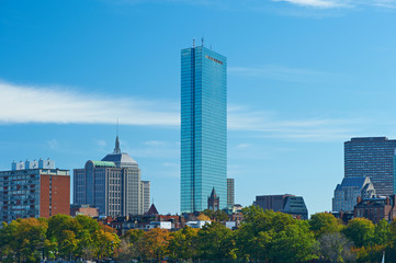 Boston and Charles river view from Harvard Bridge