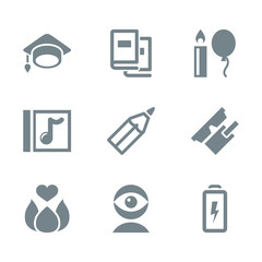 icon set education and science gray