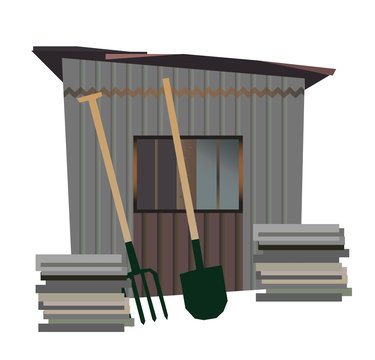 Vector Isolated Old Garden Shed