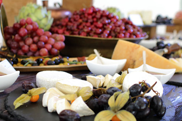 preparation of dishes for buffet